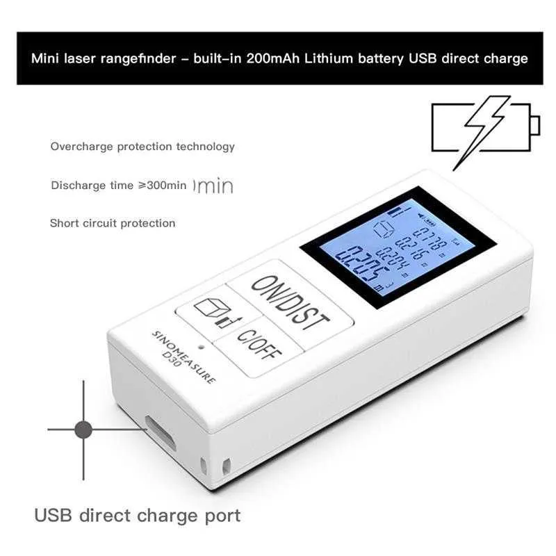 ポータブルミニハンドヘルドレーザー距離計35mデジタル距離計LCDエリアボリュームルーム測定範囲ファインダー210728