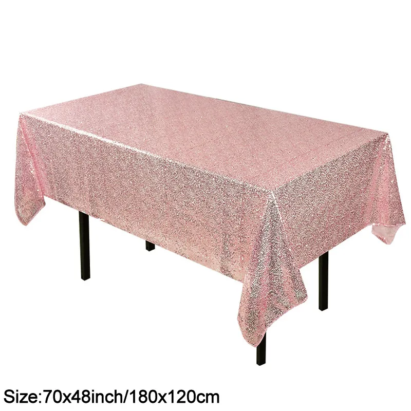 180x120cm 직사각형 테이블 덮개 반짝이 스팽글 테이블 천으로 장미 골드 식탁보 웨딩 파티 홈 장식