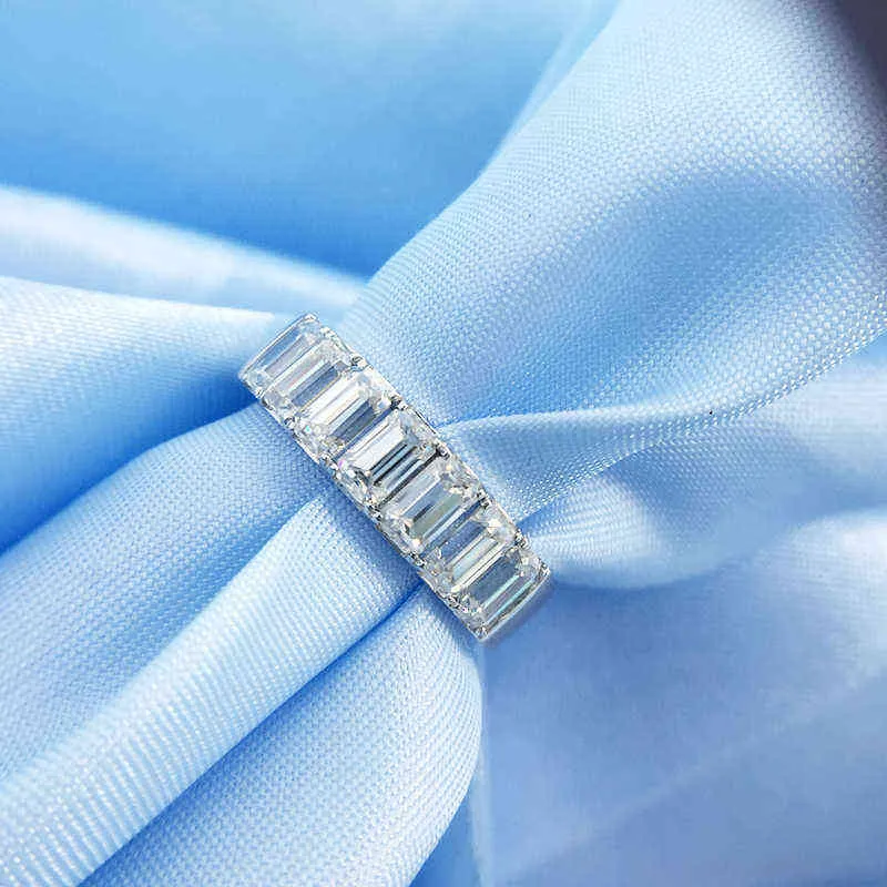 AAW 3.5CTW F Bagie Zaręczyny Pierścień Wedding Baguette Pół Diament Dla Kobiet W Sterling Silver 211217