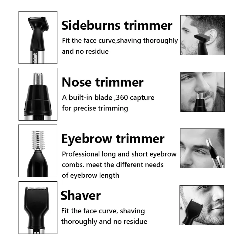 4 1 kulak burun clipper profesyonel ağrısız kaş ve yüz düzeltici erkekler kadınlar saç temizleme jilet