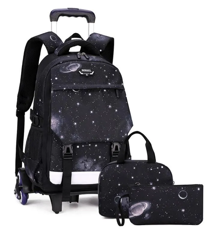 School Bag With Wheels Trolley Bags For Boys Kids Wheeled Backpack Children On Teenagers235t