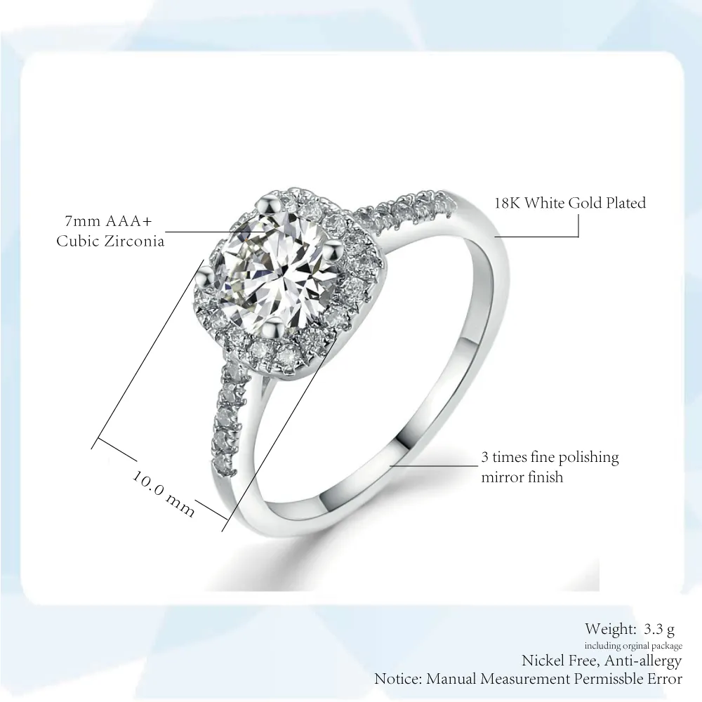 Amazon Donna Gioielli Placcato oro bianco CZ diamante Tre pezzi Anello di fidanzamento nuziale Set Fascia nuziale SR5315537029