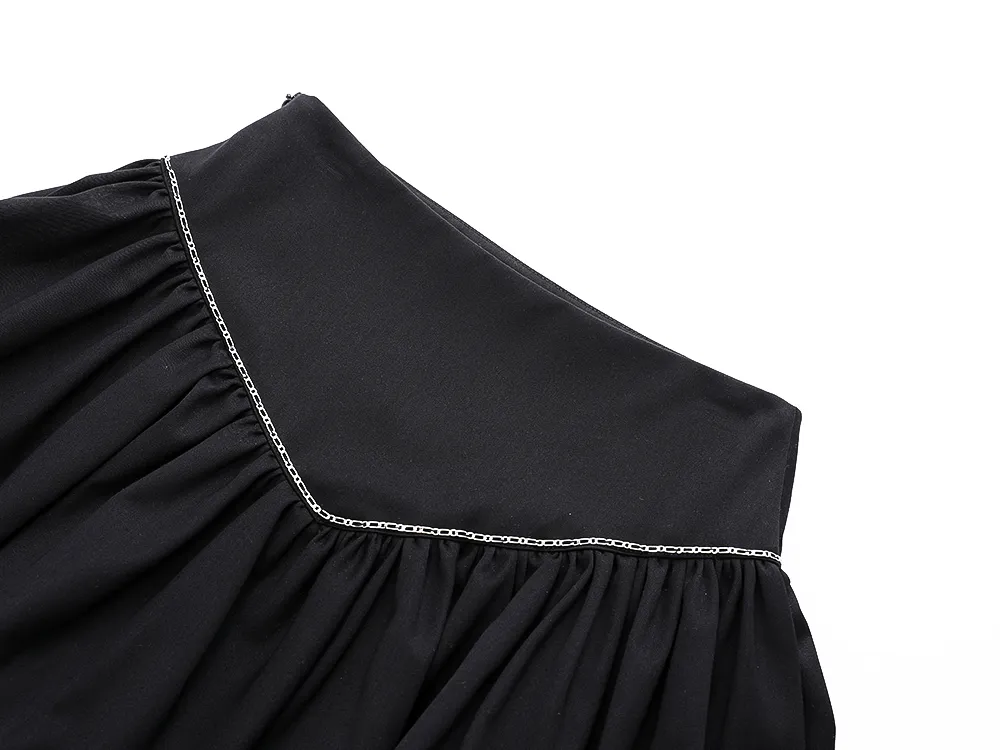 Minifalda de diamante de retales negros para mujer, vestido de bola de cintura alta, faldas informales, ropa de moda femenina 210521