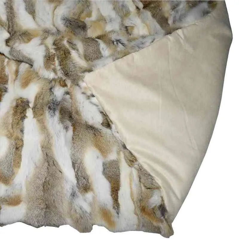 MS.Softex Coperta in pelliccia di coniglio naturale Patchwork Real Throw Factory OEM Cuscini Soft 211227