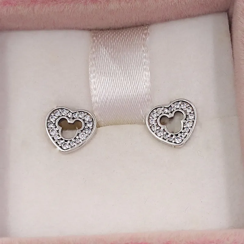 Hot Designer Biżuteria Autentyczne 925 Sterling Silver Miłość Heart Stud Kolczyk Pandora Kolczyki Luksusowe Kobiety Walentynki Urodziny Prezent Ślub