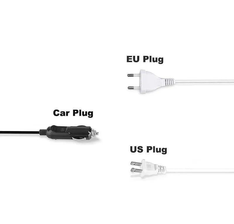 EU US-Autostecker Kunststoff-Elektro-Lunchbox 12V 24V 220V 110V Lebensmittelheizung Wärmerbehälter Beheizte Bento-Boxen 40W Geschirrset 211104