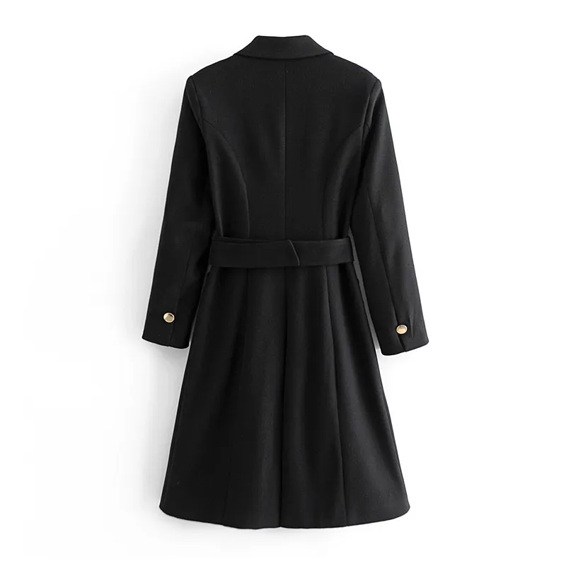 BLSQR Hiver Casual Veste Solide Mode Femmes Laine Trench Coat Office Wear Dames Causal Long Manteau Tops d'extérieur 210430