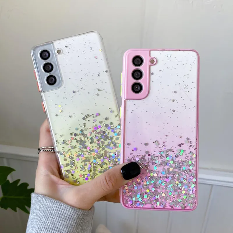 Custodia telefono Glitter Star Xiaomi Mi POCO X3 NFC Pro Redmi Note 10 9Pro K40 Protezione lenti Cover posteriore morbida e trasparente Capa