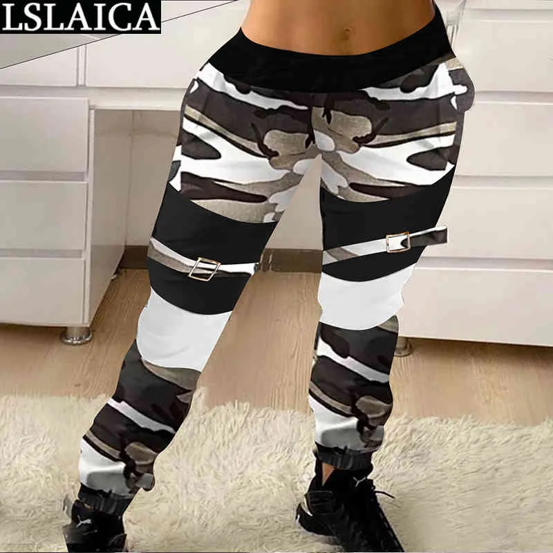Jogginghose Frauen Lose Camouflage Druck Hosen Casual Mode Elastische Taille Streetwear Spodnie Dresowe Damskie 210520