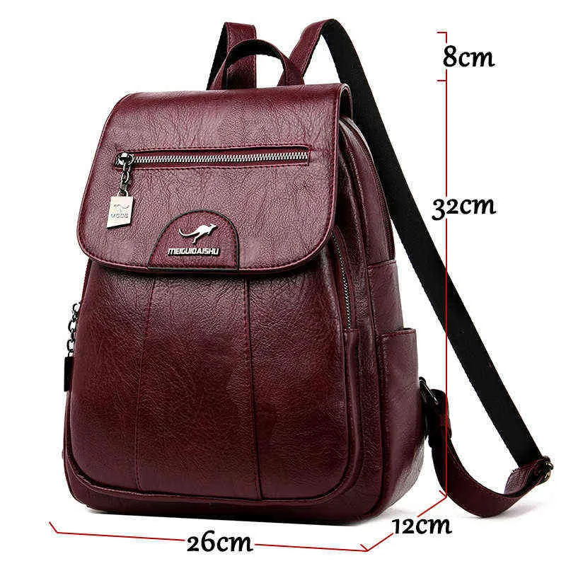 Rucksack Stil Frauen Leder s Hohe Qualität Weibliche Vintage für Mädchen Schultasche Reise Rucksack Damen Sac a Dos Rucksack 1115