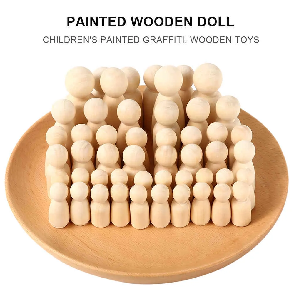 50psset Неокрашенные деревянные колышки для детей игрушки для детей Diy Prize Girl Boy Boy Cool Comment Demorations Arts and Crafts A05318563