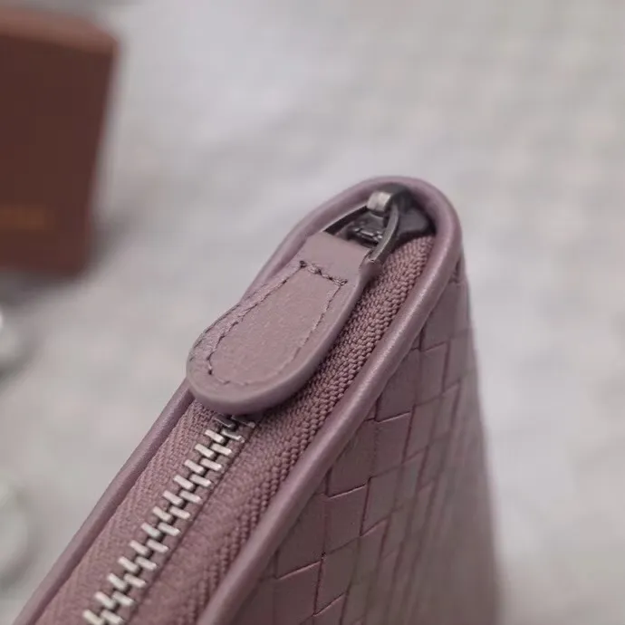 Hela högkvalitativa plånböcker Italien lammskinn äkta läder blixtlås runt långa plånbok för kvinnor män handväska korthållare presentförpackning FA262Q