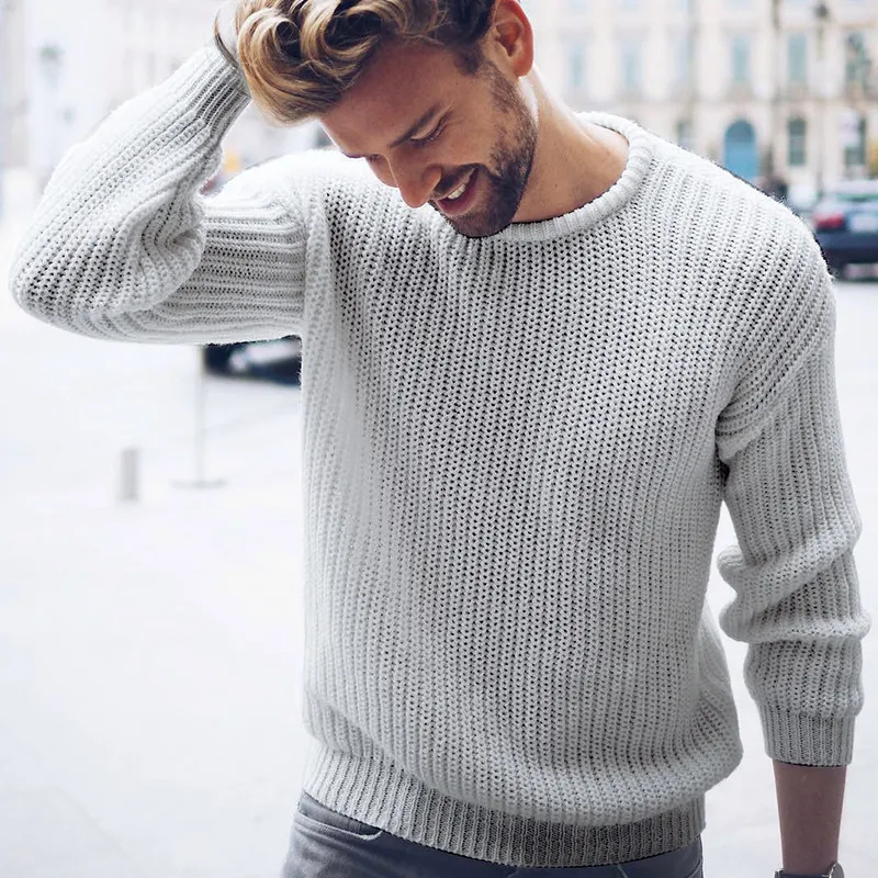 Men Sweaters Streetwear Autumn Winter Warm Pullover Striped Solid Casual O-neck Ropa Hombre Oversized Cosy Sweater 210524