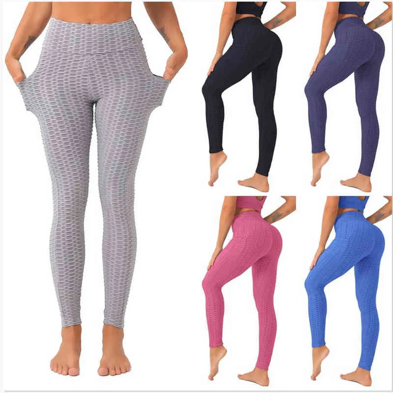 Yoga Pants Tights Women Tiktok Leggings Sexy Gym Clothing Leggins Fitness Sports Wear High Waist Workout Sportwear With Pockets H1221