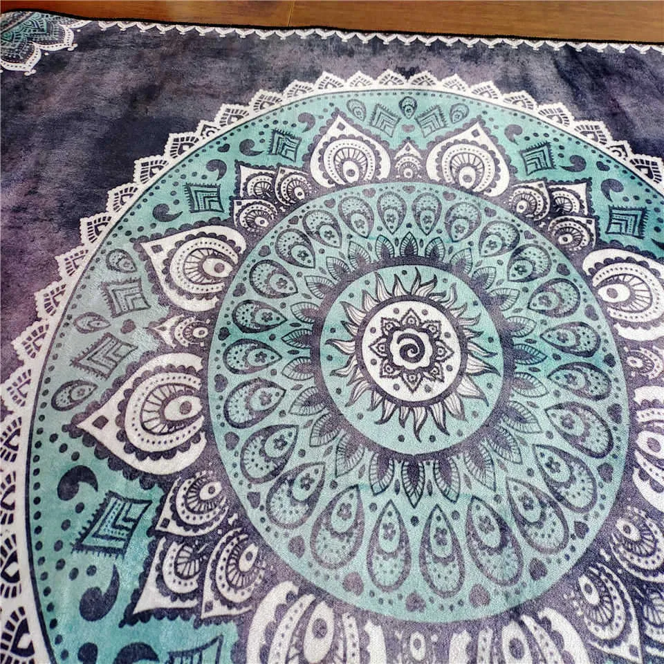 Gris bleu Mandala tapis Vintage Europe Simple chambre chevet tapis nordique Style ethnique tapis couloir cuisine tapis tapis 210727