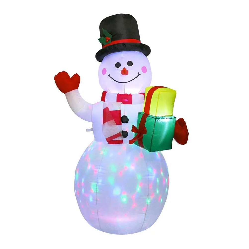 150/180cm LED Light Inflatable Model Christmas Snowman Colorful Rotate Airblown Dolls Toys for Holiday Household Party Accessory 211018