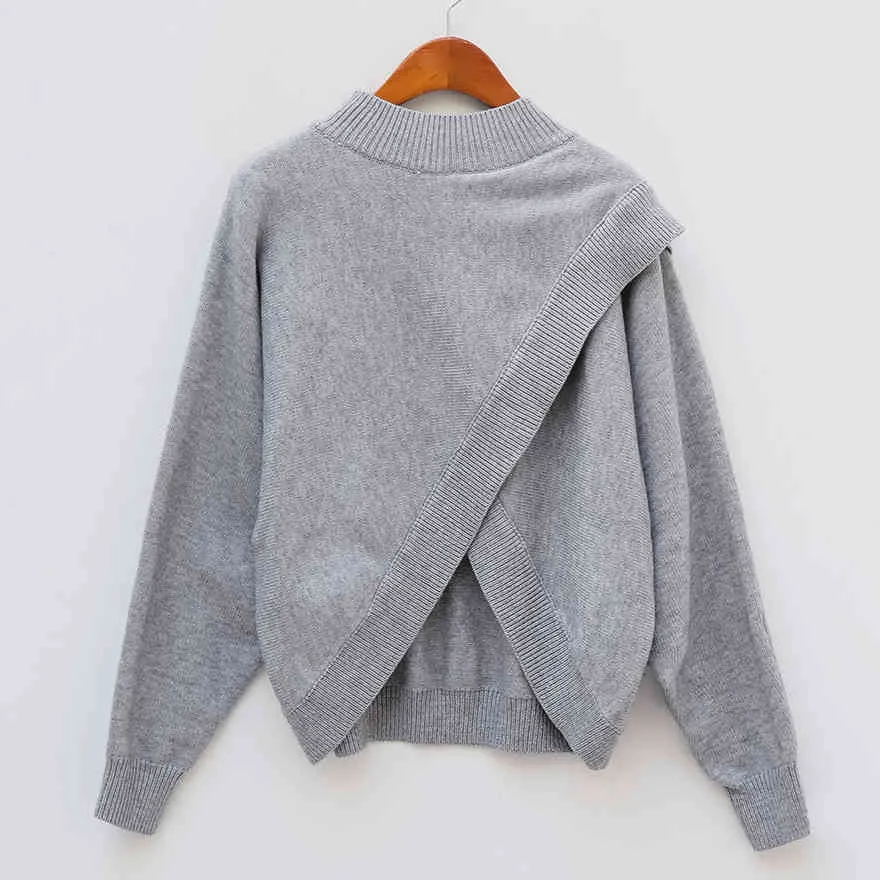 Höst Winter Outwear Sweater Tops Vintage Ol Loose Knitwear Pullovers Långärmad Högkrage Stickade Tröjor 210515