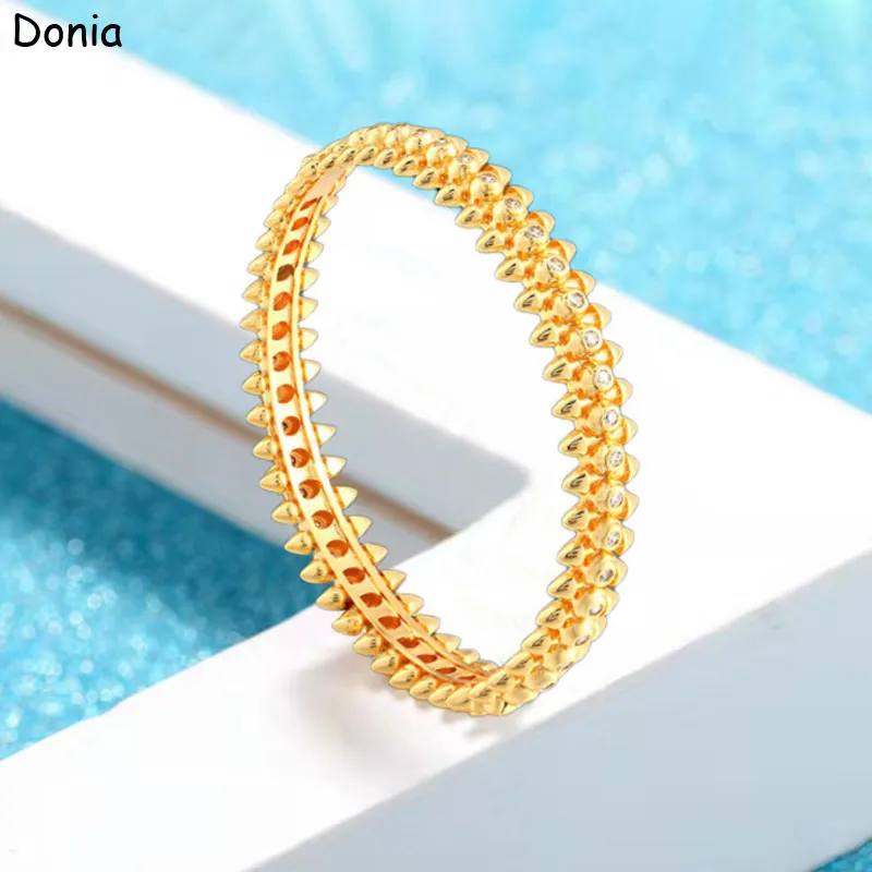 Donia Sieraden luxe armband Europese en Amerikaanse mode klassieke vierkante kegel koperen micro-ingelegde zirkoon armband ring set dame de2526