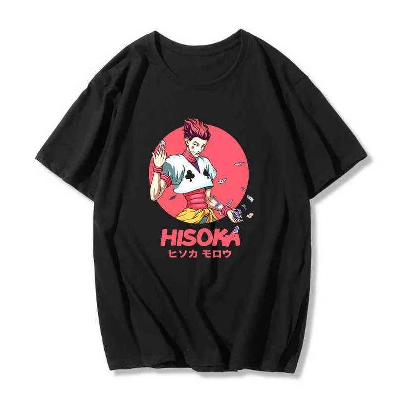 HISOKA MOROW T-shirt Japon Anime Komik Kadın Hunter X Hunter Karikatür Baskı Gevşek O-Boyun T-Shirt Vintage Harajuku Gotik Top G220228