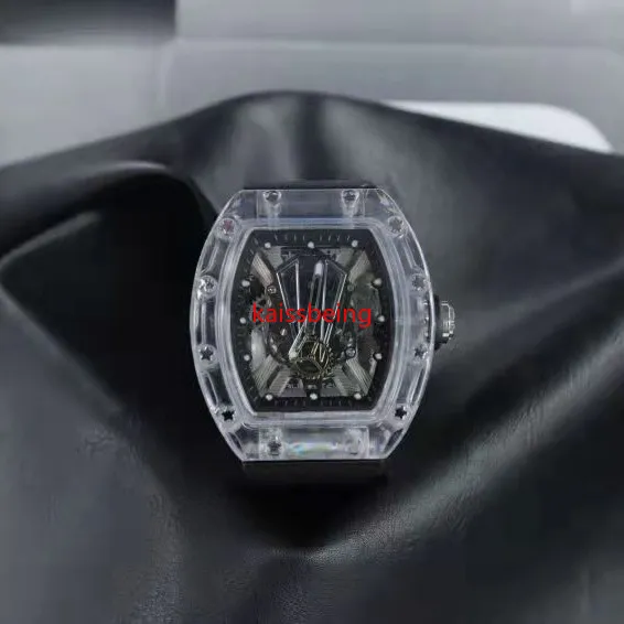 2021 Erkekler İçin Yeni Varış Saati Sports Holwatch Şeffaf Dial Quartz Saatler Silikon Kayış 13295s