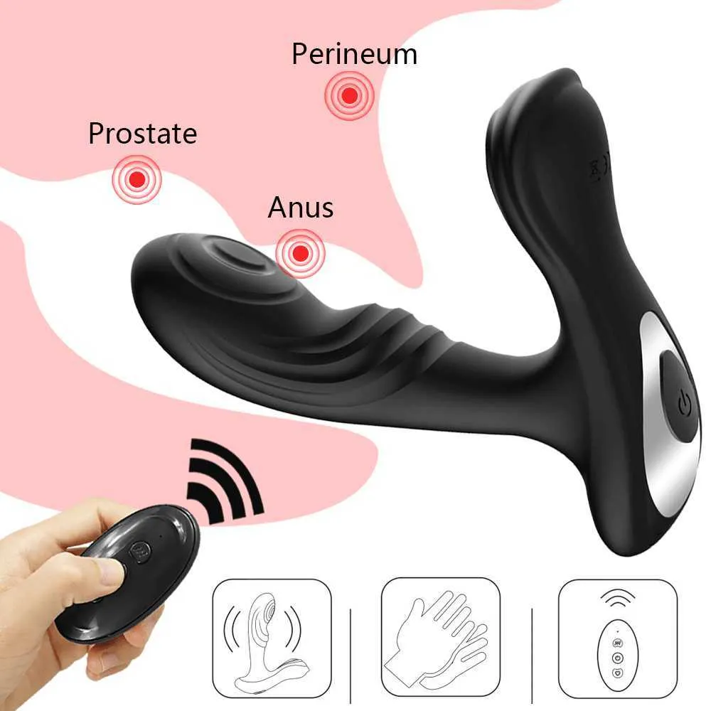 Puissant masseur de prostate plug anal mâle masturbateur vibrateur télécommande 12 vitesses jouets vibrants pour hommes femmes 211015