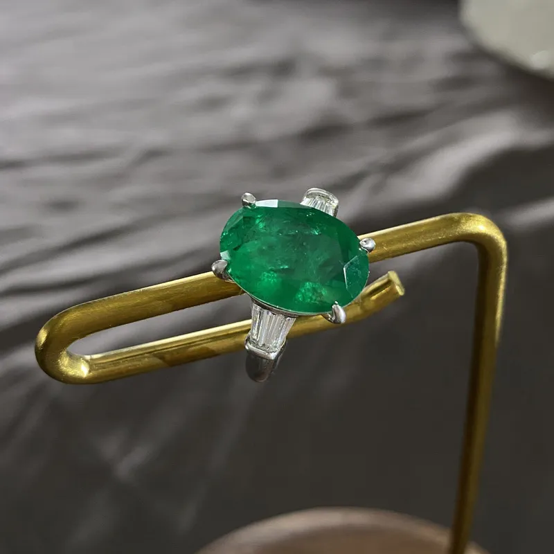 COSYA 100% argento sterling 925 ovale smeraldo diamante ad alto tenore di carbonio 10 * 14mm fedi nuziali stile palazzo vintage gioielli regalo