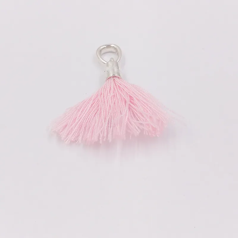 Smycken gör kit 925 silverkedjor pärla Pandora Jewlery Bright Pink Fabric Tassel Charms Women Friendship Armband för anpassade halsband för män DIY 797212CBP