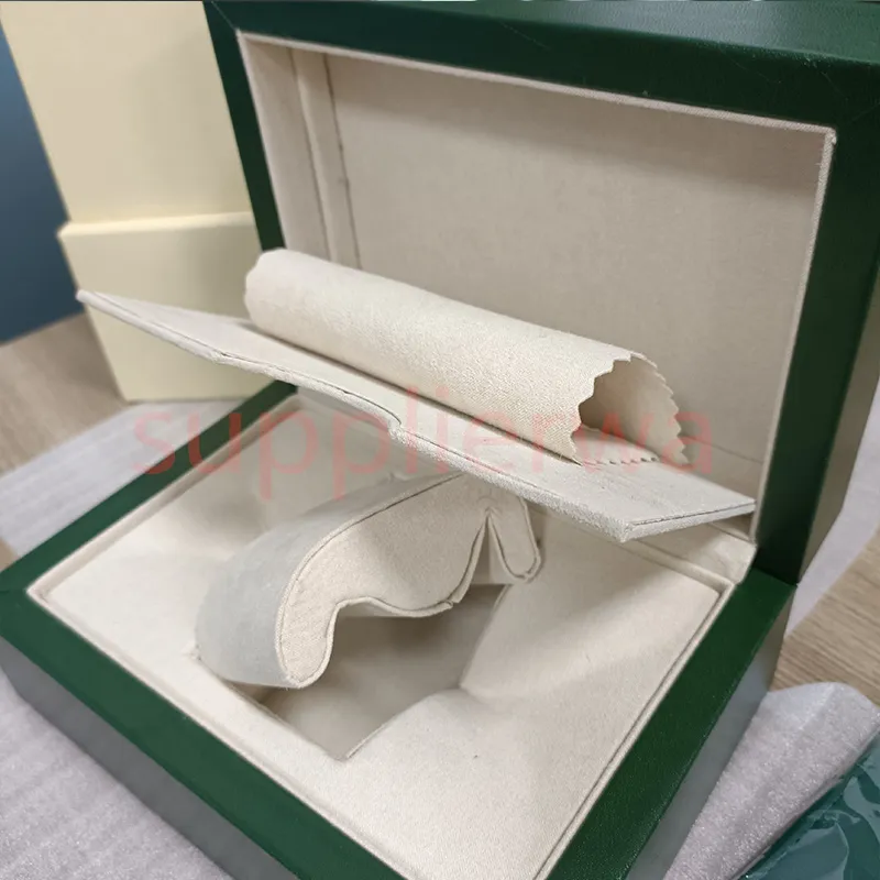 Hjd lüks yüksek kaliteli yeşil saat kutusu kılıfları kağıt torbalar sertifika orijinal kutular ahşap kadın erkekler için saatler hediye çantaları erişim262j