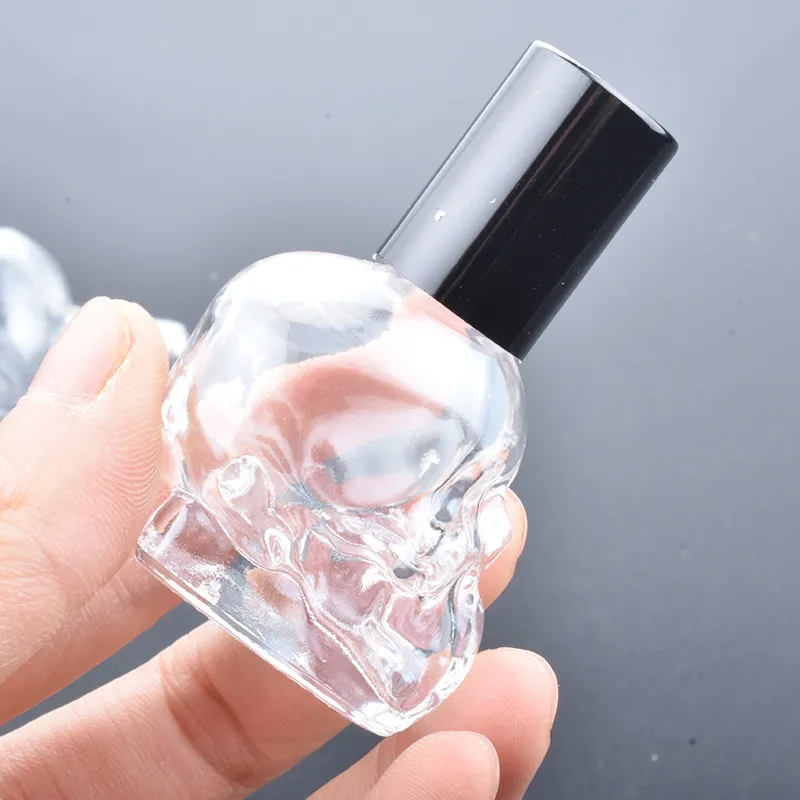 8ml Skull Roll on Bottle Sample Test Essential Oil Vials with Roller Metal Clear Perfume Cosmetic Containers
