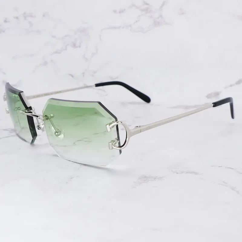 Lüks Tasarımcı Güneş Gözlüğü Çıkarsız Pırlanta Kesme Kenar Çokgen Güneş Gözlükleri Mens Accessories için Gölgeler Gözlükler271W