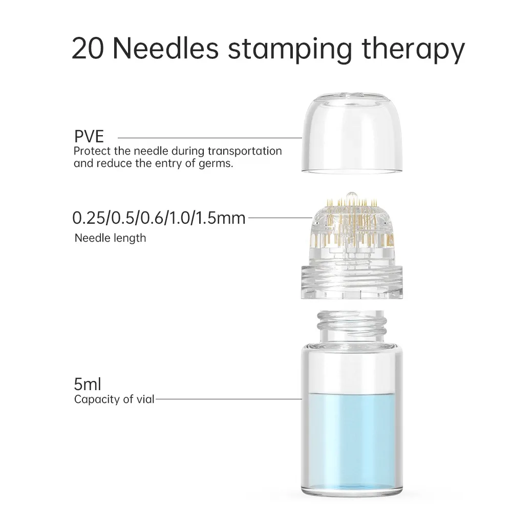 Golden Titanium Micro Needle Gold Plated Derma Stamp Serum Import Hydra Roller Stamp Bottle Antiaging Permeation Instrument Perso1493684