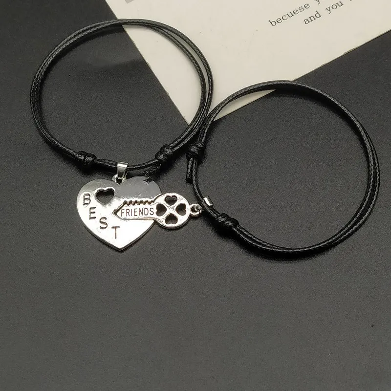 2 Pçs / lotes Arco-íris Melhor amigo Pulseira Ajustável Amizade Casal Pulseira Presente Pulseiras de mão Atacado Dropshipping