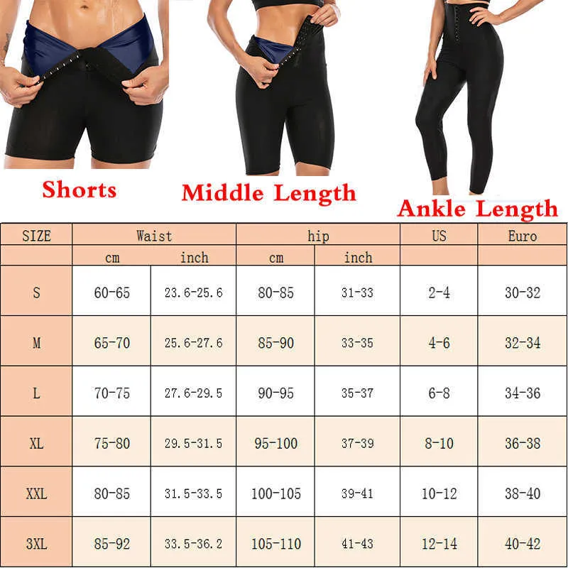 Guudia Sauna Spodnie Sweaty Waist Trener Wagi Spodnie Odchudzające Koszulki Kobiety Neoprenowe Odchudzanie Shapewear Tummy Control Legging 211112