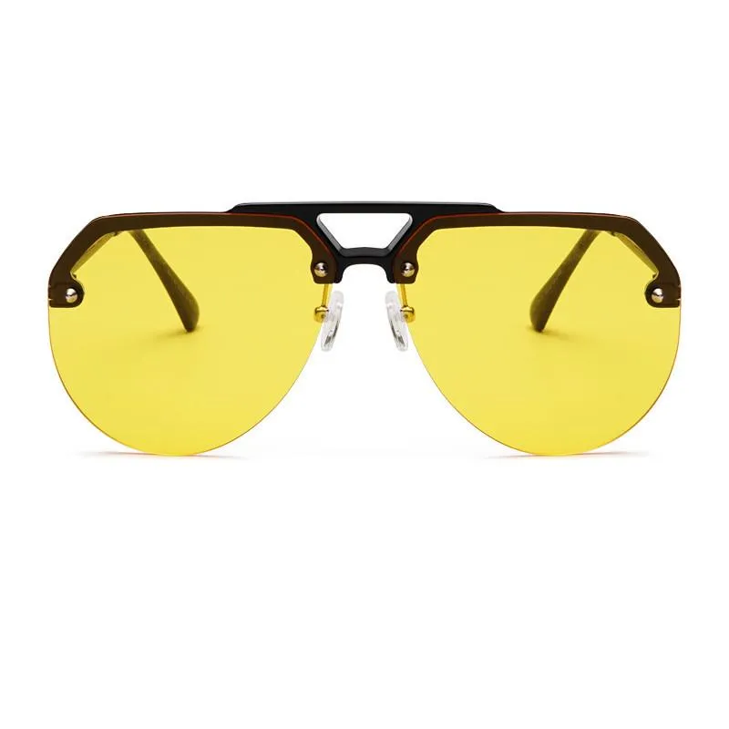 Sunglasses Fashion Personality Trend Half-frame For Men And Women Uv400 Orange Red Lens Shadow 243c