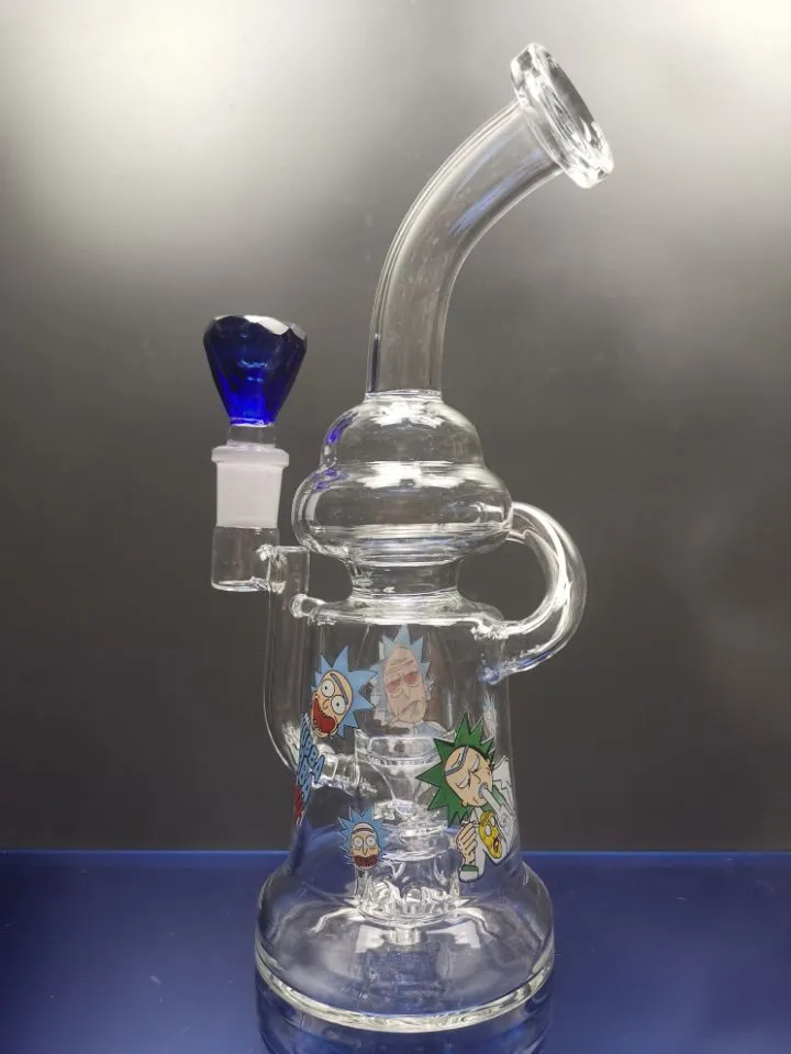 Big recycle bongs dab rig water oil burner glass bong hookah smoking pipes glass oil rig 18.8mm joint zeusartshop