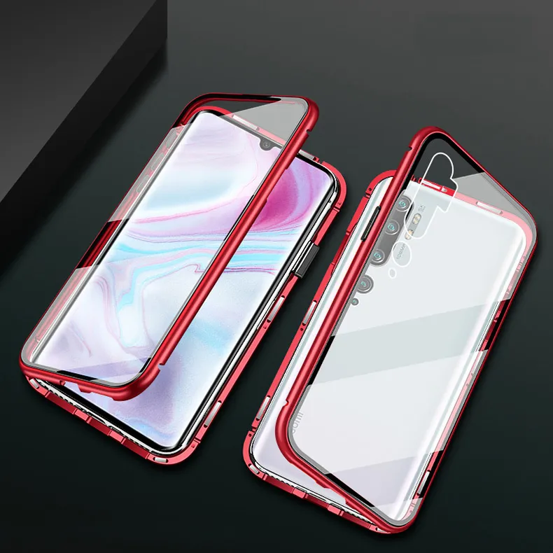 Hüllen aus gehärtetem Glas für Xiaomi Mi Note 10 Lite CC9 Pro Displayschutzfolie für Xiomi Mi Note 10 Pro Abdeckung magnetische Metallkanten
