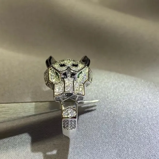 Anel série panthere pedras vintage joias banhadas a ouro 18K reproduções oficiais moda retrô diamantes avançados presente requintado h1885