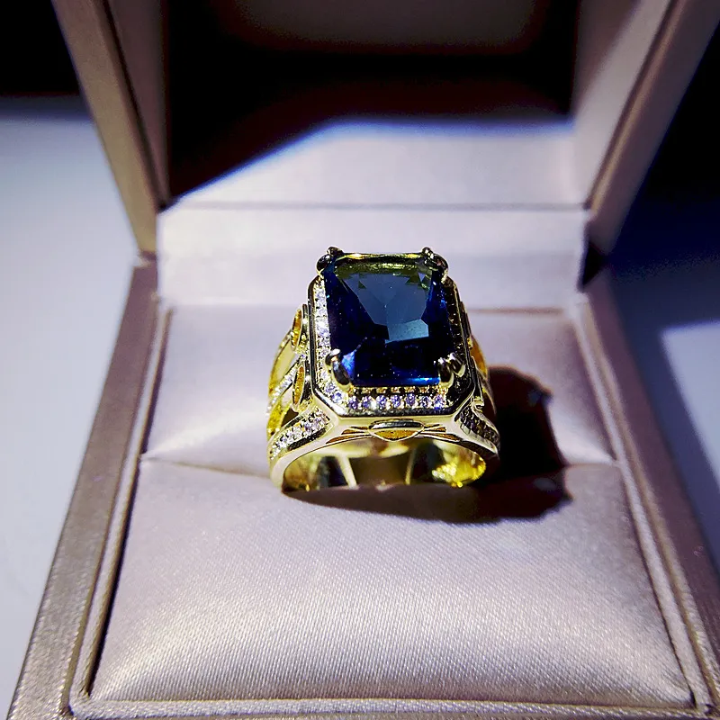 14K Yellow Gold Rel Nturl Spphire Jewelry Ring for Men Women Fine nillos De Wedding Bizuteri 14 K Gold Pure Gemstone Rings6716814