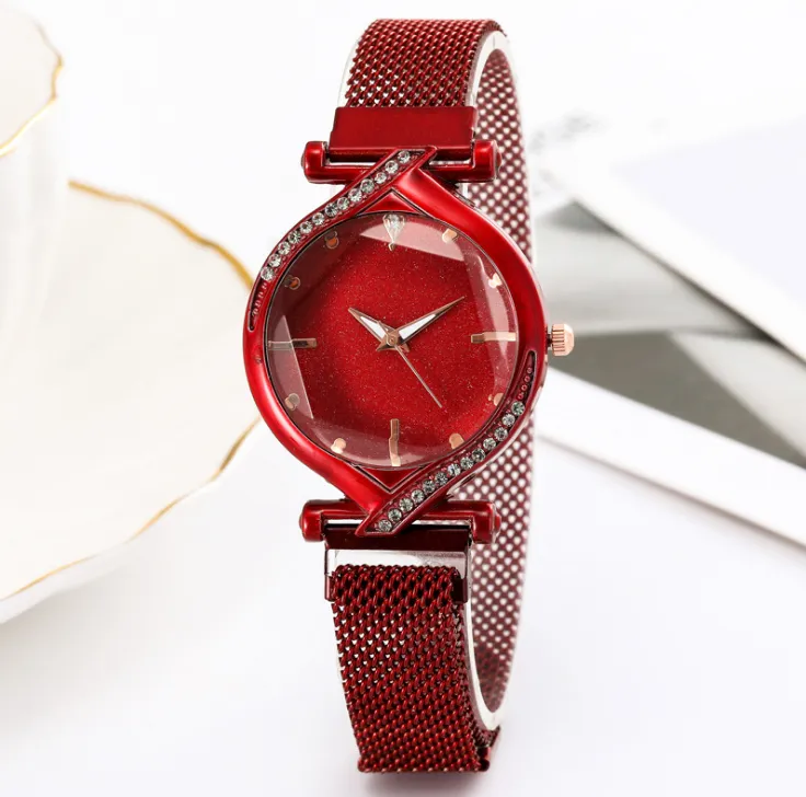 Star Simple Temperament Diamond Womens Watch Maganetic Schnalle Mesh Belt Femme Uhren Fashion Trendy Quarz Armband