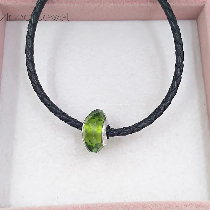 Braccialetti con ciondoli fai-da-te ﾠgioielli pandora murano distanziatore creazione braccialetti braccialetto verde sfaccettato vetro distanziatore donna uomo regali di compleanno festa di nozze 791729NLG