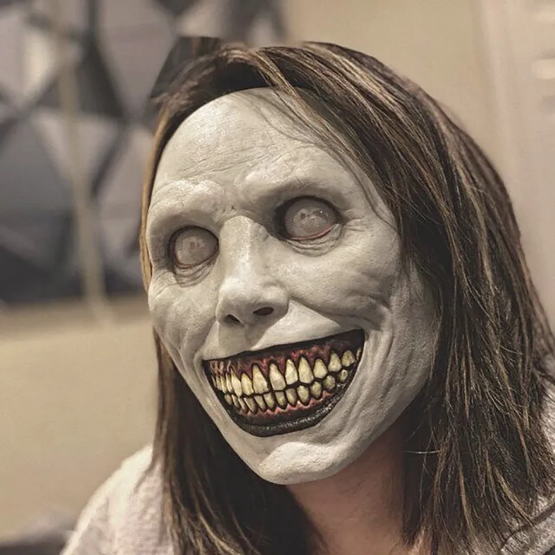 Skrämmiga leende demoner Horror s Vit Eyed Demon Mask Halloween Party Carnival Cosplay Props