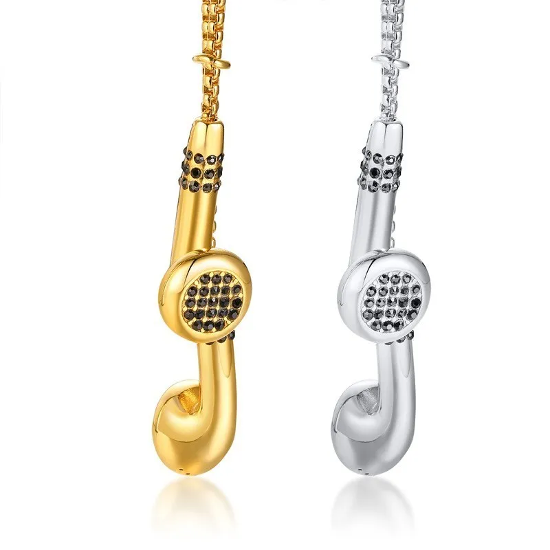 hip hop smycken vnox unika mens headset halsband guld och ton rostfritt stål kärlek musik hängande gåvor för honom pojke