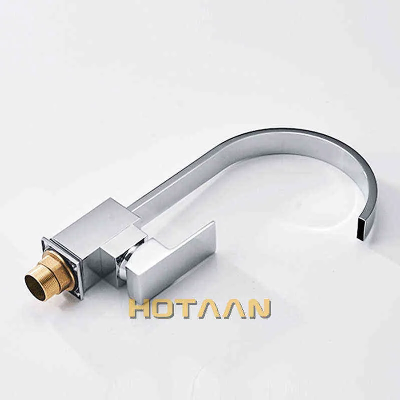 Keukenkraan 360 Graad Swivel Massief Messing Keuken Mixer Koud en Keuken TAP Single Hole Water Tap Verchroomd 211108