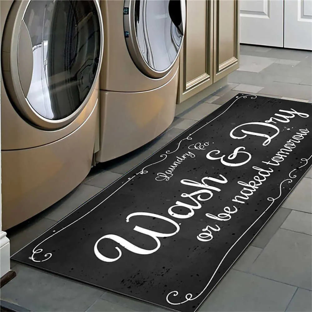 Kaymaz Paspas Çamaşır Odası Paspas Giriş Paspası Self-Servis Çamaşır Banyo Paspası Halı Çamaşır Odası Dekor By Kilim 210727