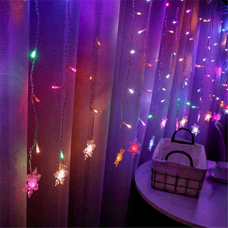 3.5m Xmas Decoratie Sneeuwvlok LED Licht Kerstmis Garland Jaardecoratie Kerstversiering voor Home Wall Decor Navidad 211104