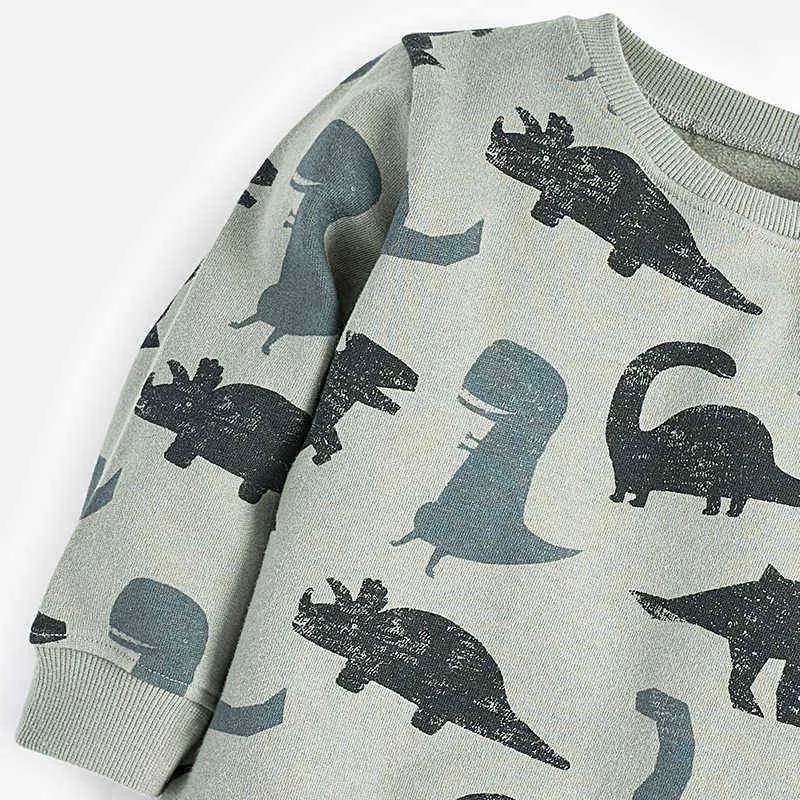 SAILEROAD Dinosaure Imprimer Petits Garçons O Cou Automne Mince Sweat pour Enfants Hoodies Vêtements Enfant Sweats 211110