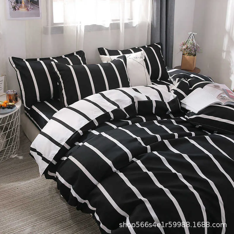 Mode enkel stil hem sängkläder set duvet täcker platta ark ark vinter full king drottning set med olika färg 210727269k