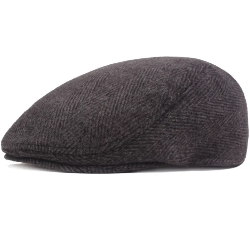 HT2793 bérets Vintage rayé laine chapeau automne hiver s hommes rétro Ivy sboy casquette plate mâle artiste peintre béret 210429