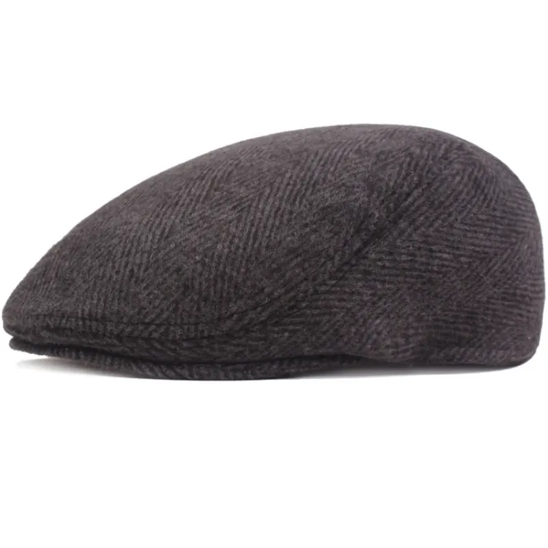 HT2793 Berets Vintage w stylu wełniany w paski jesienne zima mężczyźni retro bluszcz sboy płaska czapka męska artysta malarz beret 2104298503011