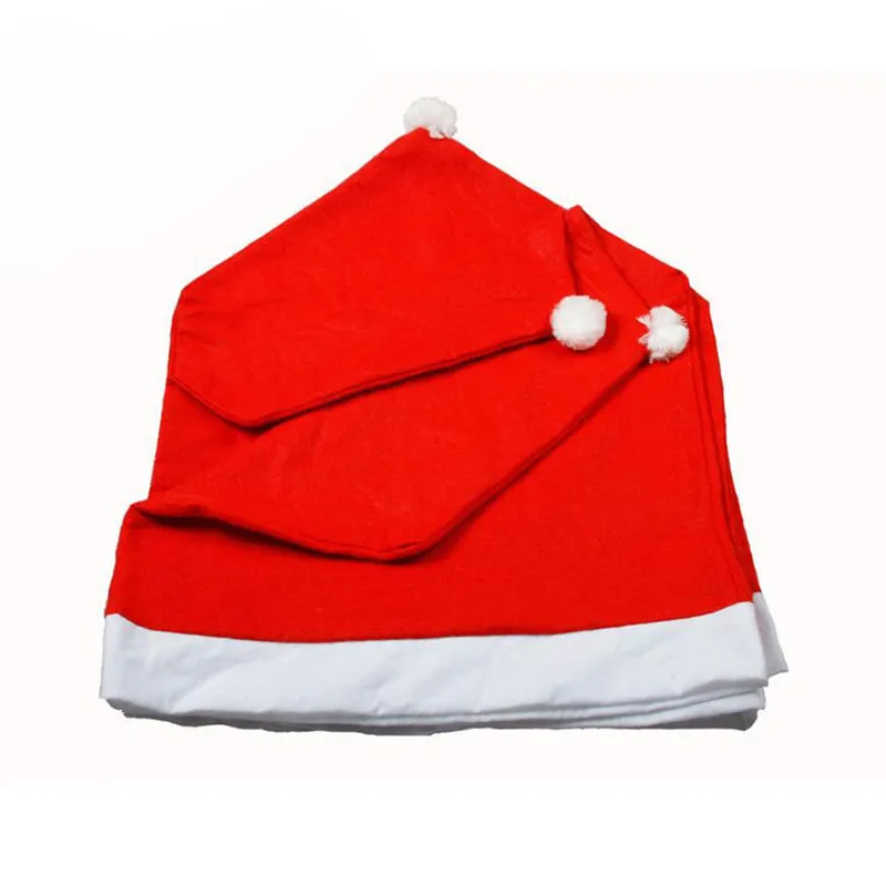 lot Christmas Santa Red Hat täcker Årsdekorationer Middagsstol Cap Set Accessories5058056